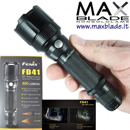 FENIX FD41 torcia LED focus variabile 900 lumens COMPRESA BATTERIA 2600mAh OMAGGIO